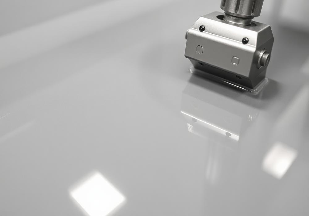 Close-up of a high gloss resin floor finish